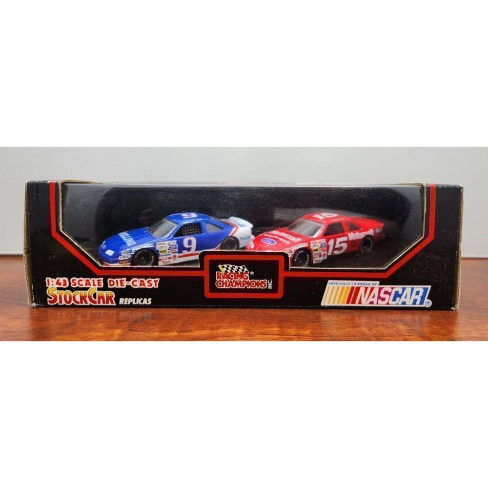 Racing Champions #9 Bill Elliott & #15 Morgan Shepherd Nascar Diecast 1:43 Scale